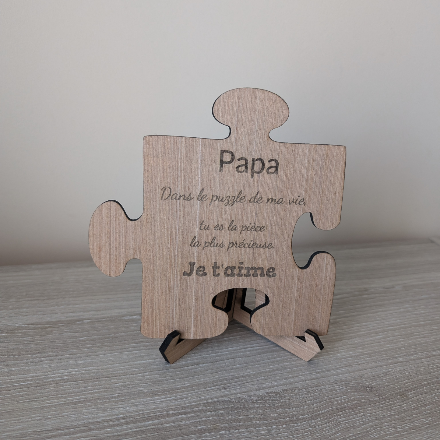 Pièce de puzzle en bois "Papa" – Cadeau personnalisé