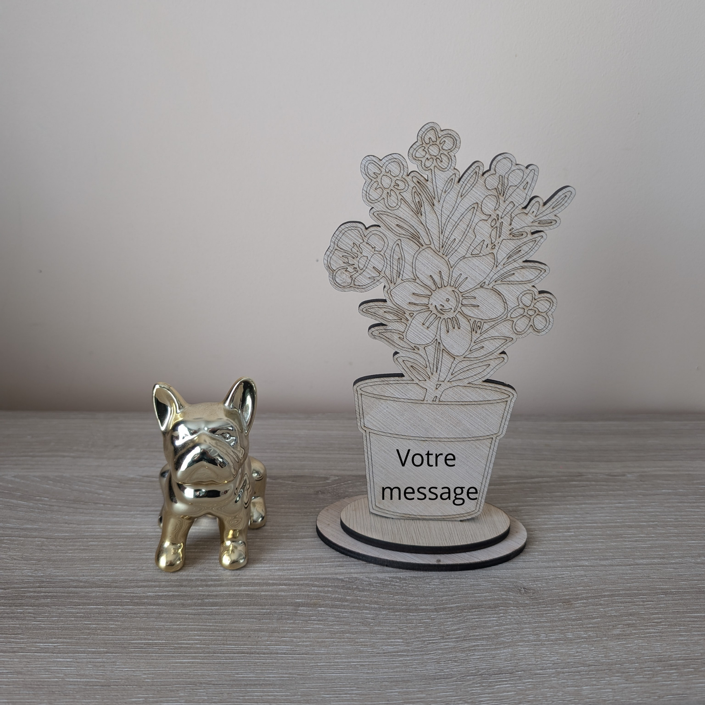Décoration fleurie en bois – Merci maîtresse – Cadeau fin d’année