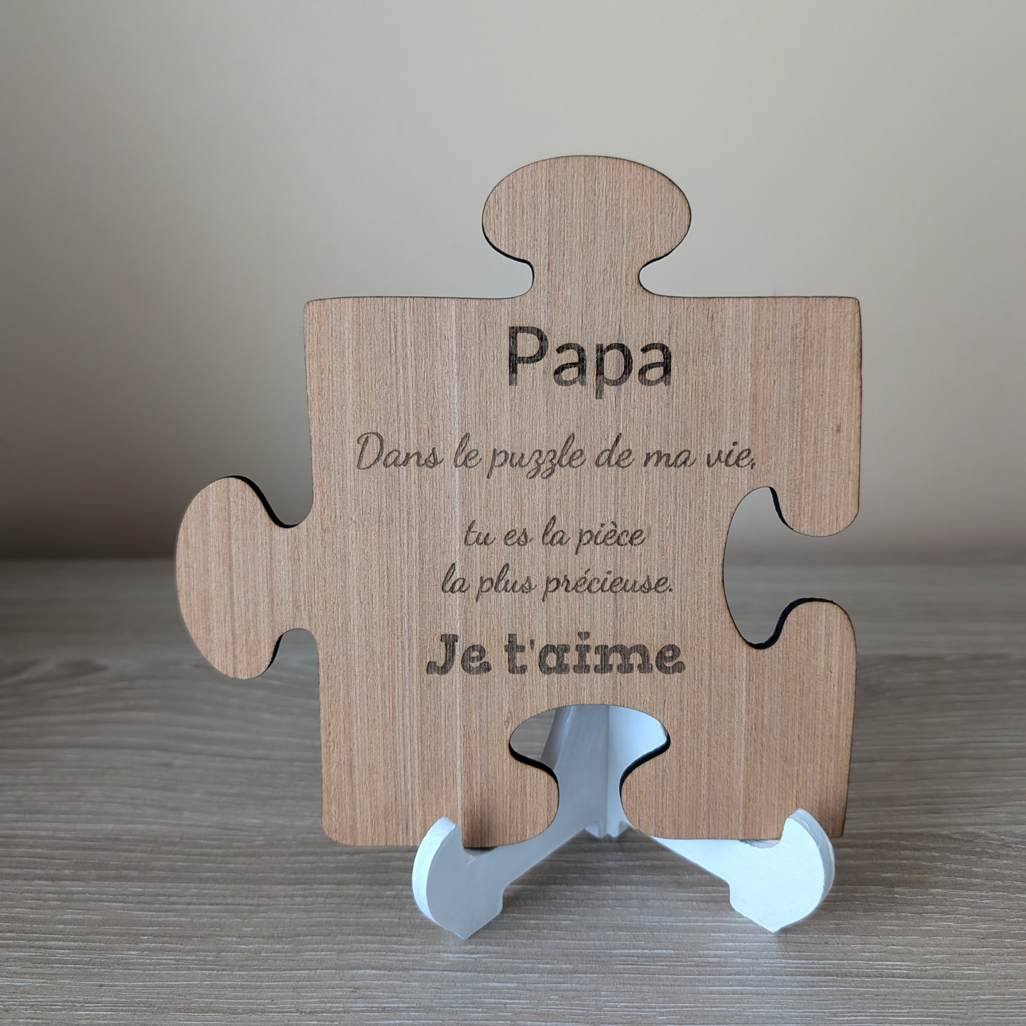 Pièce de puzzle en bois "Papa" – Cadeau personnalisé