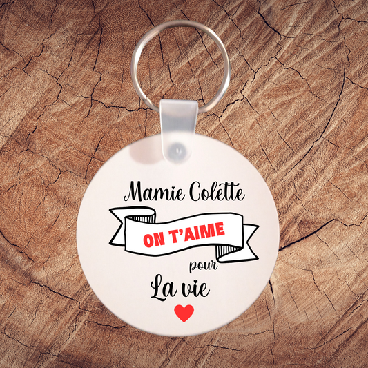 Porte-clé "Mamie Colette, On T'aime pour la Vie" – Un Cadeau Rempli d'Amour