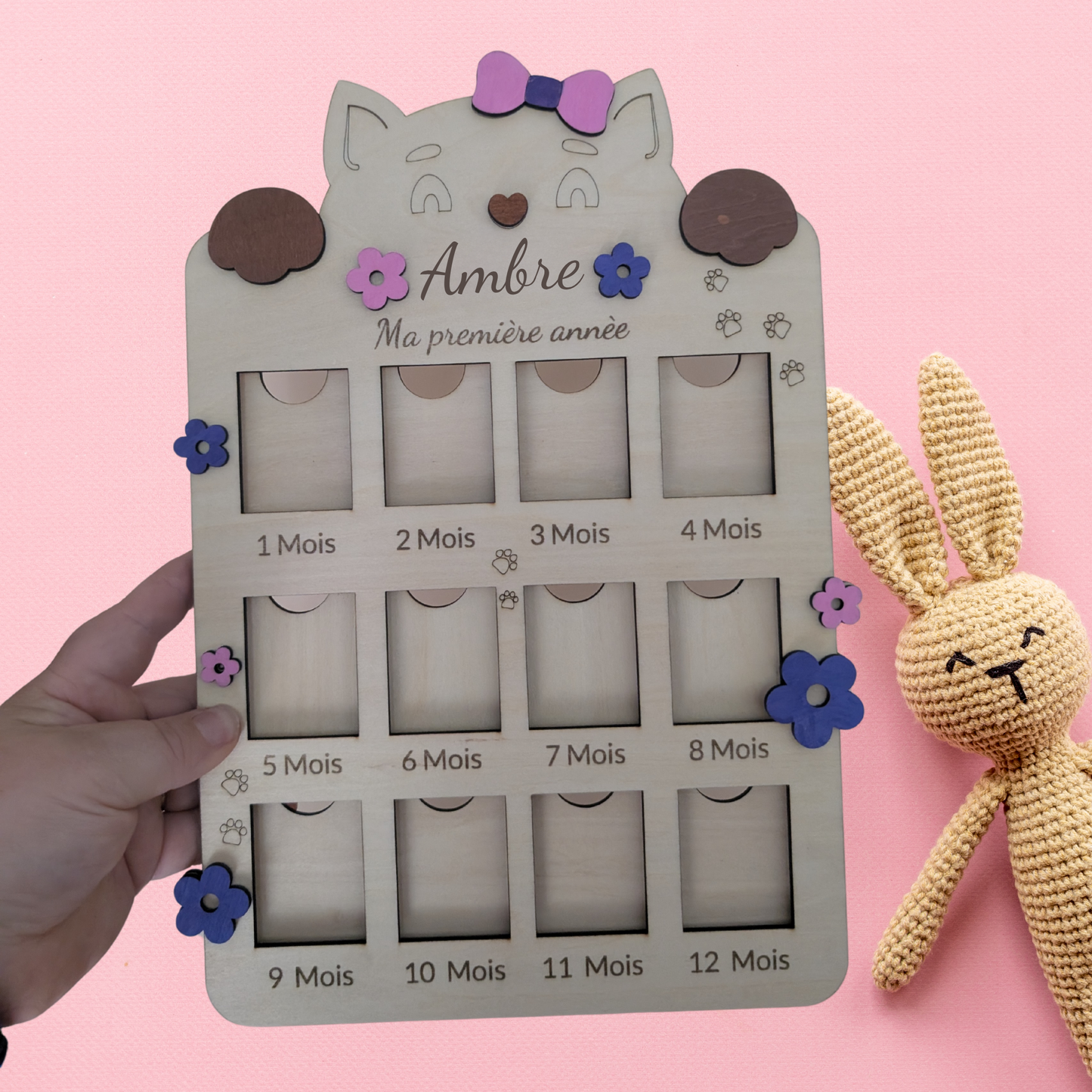Cadre photo "Ma première année" – Souvenir des 12 premiers mois de bébé