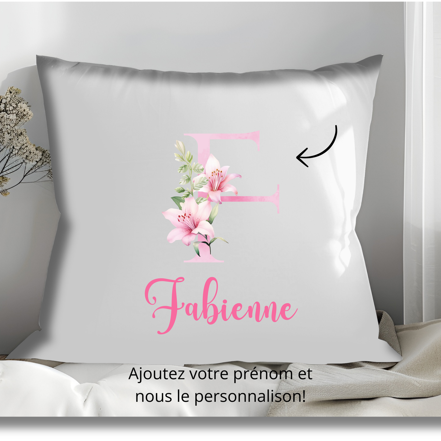 Coussin Personnalisé avec Initiale & Prénom – Déco Unique et Élégante | 40x40cm