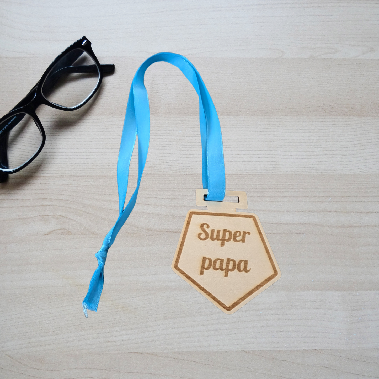 Médaille en bois "Super papa" – Cadeau original pour la fête des pères