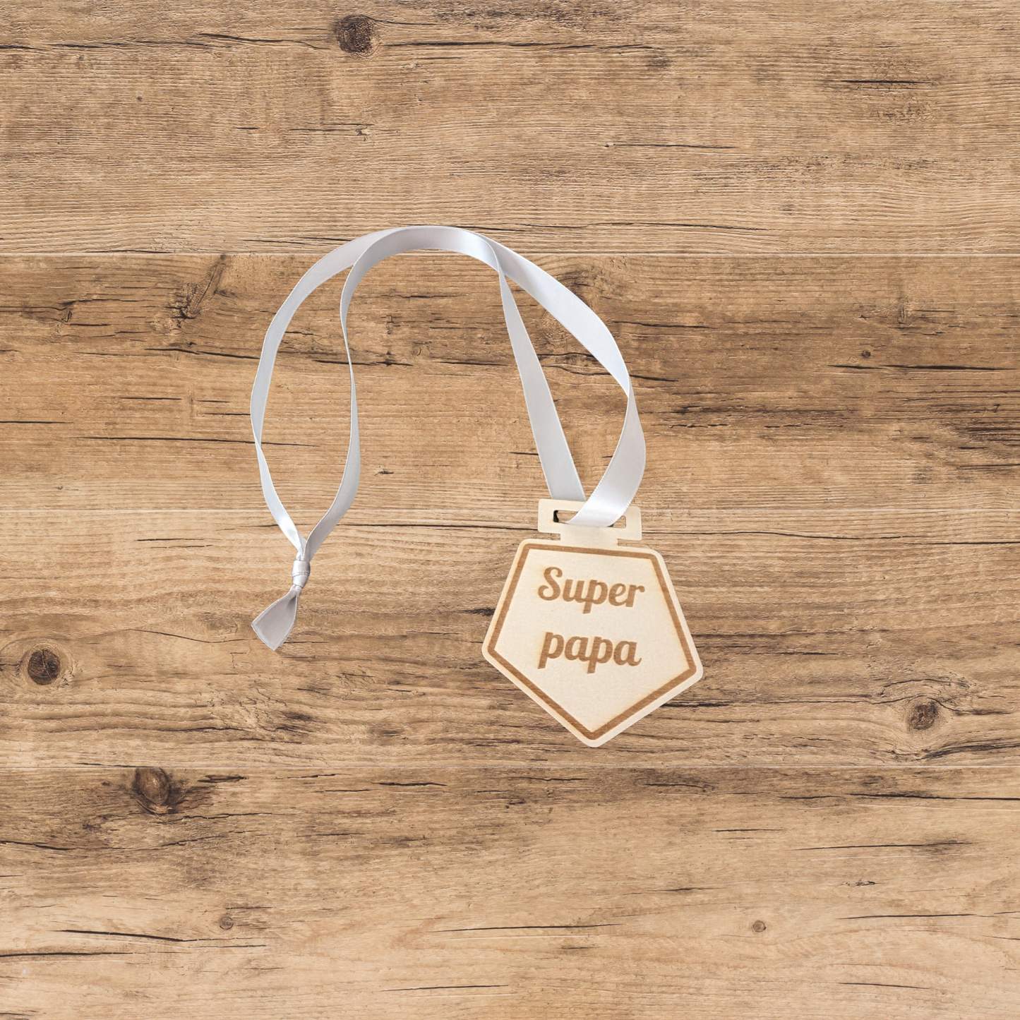 Médaille en bois "Super papa" – Cadeau original pour la fête des pères