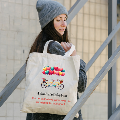 Sac fourre tout (Tote Bag) Blanc À deux, tout est plus beau – Un Accessoire Romantique et Poétique