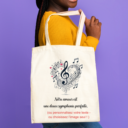 sac fourre tout Tote Bag Blanc Notre amour est une douce symphonie parfaite