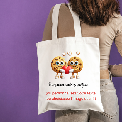 Sac fourre tout (Tote Bag) Blanc Tu es mon cookie préféré – Un Accessoire Mignon et Gourmand