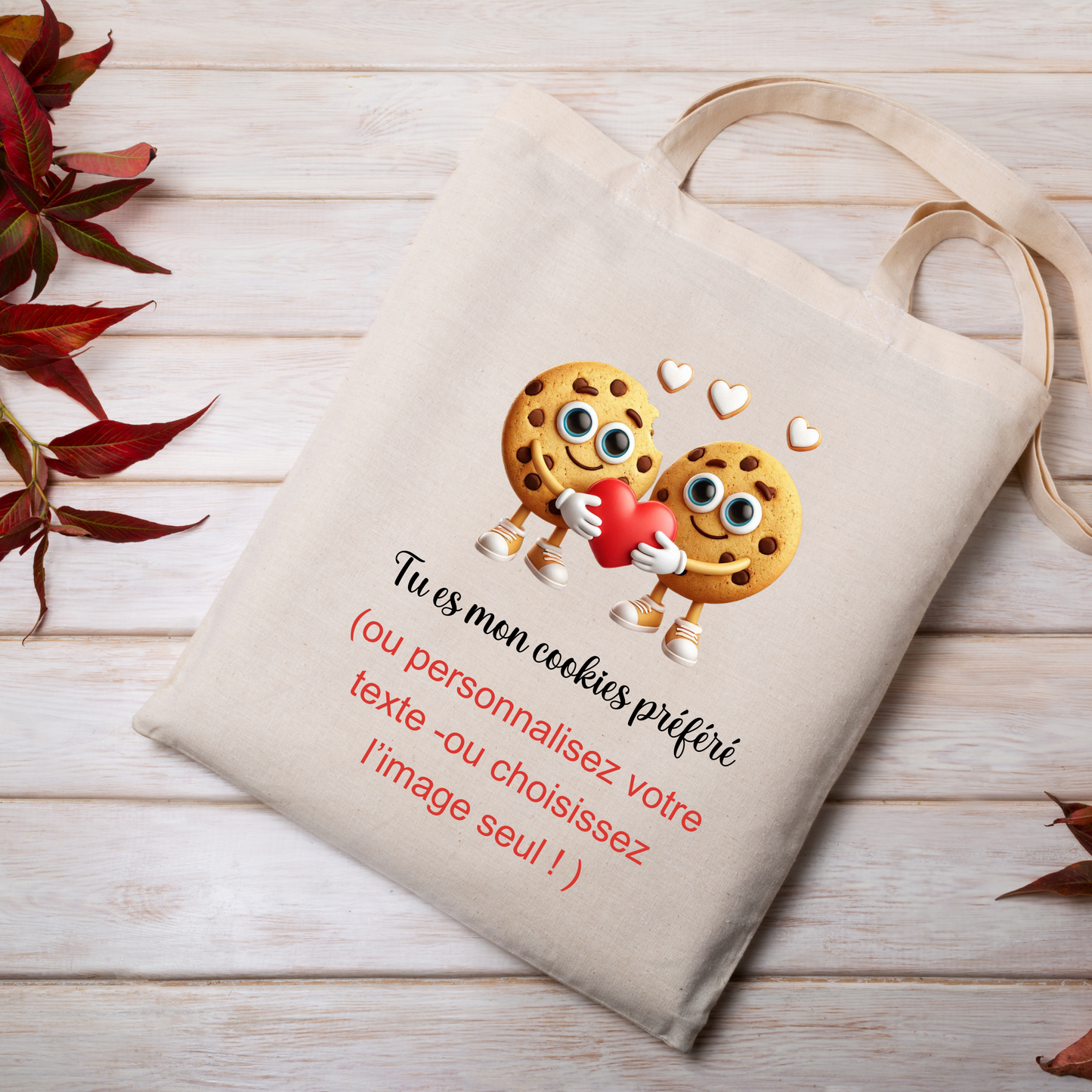 Sac fourre tout (Tote Bag) Blanc Tu es mon cookie préféré – Un Accessoire Mignon et Gourmand