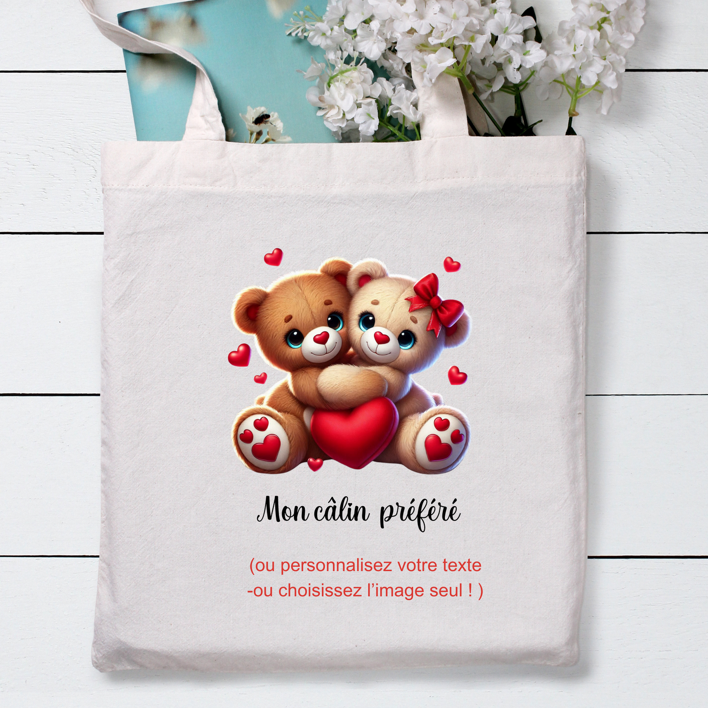 Sac fourre tout (Tote Bag ) Mon Câlin Préféré – Douceur &Praticité à Emporter Partout !