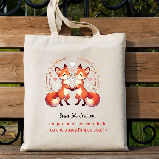 sac fourre tout ( Tote Bag) Blanc Ensemble, c'est tout– Un Duo Adorable et Symbolique