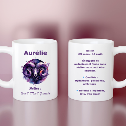 Mug Astrologique Bélier – 4 Choix de Personnalisation !