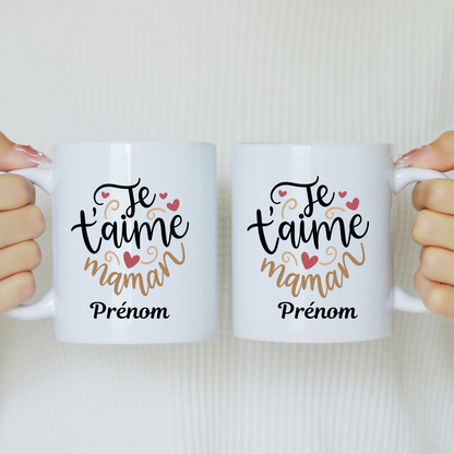 Mug "Je t’aime Maman" personnalisé – Cadeau Fête des Mères
