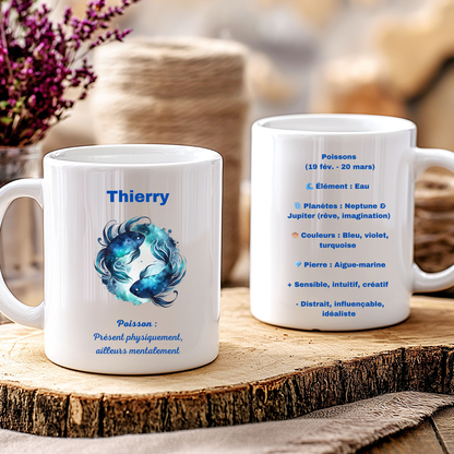 Mug Astrologique - Signe des Poissons -4 Choix de Personnalisation !