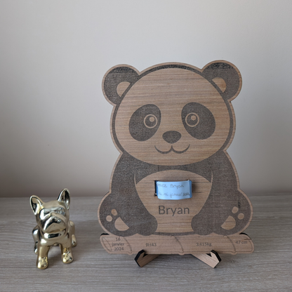 Panda souvenir de naissance personnalisé – avec bracelet maternité