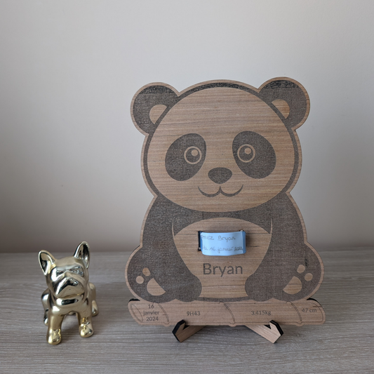 Panda souvenir de naissance personnalisé – avec bracelet maternité