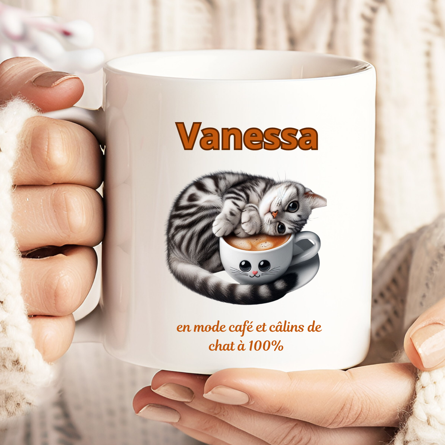 Mug Personnalisé – En mode café et câlins de chat à 100%