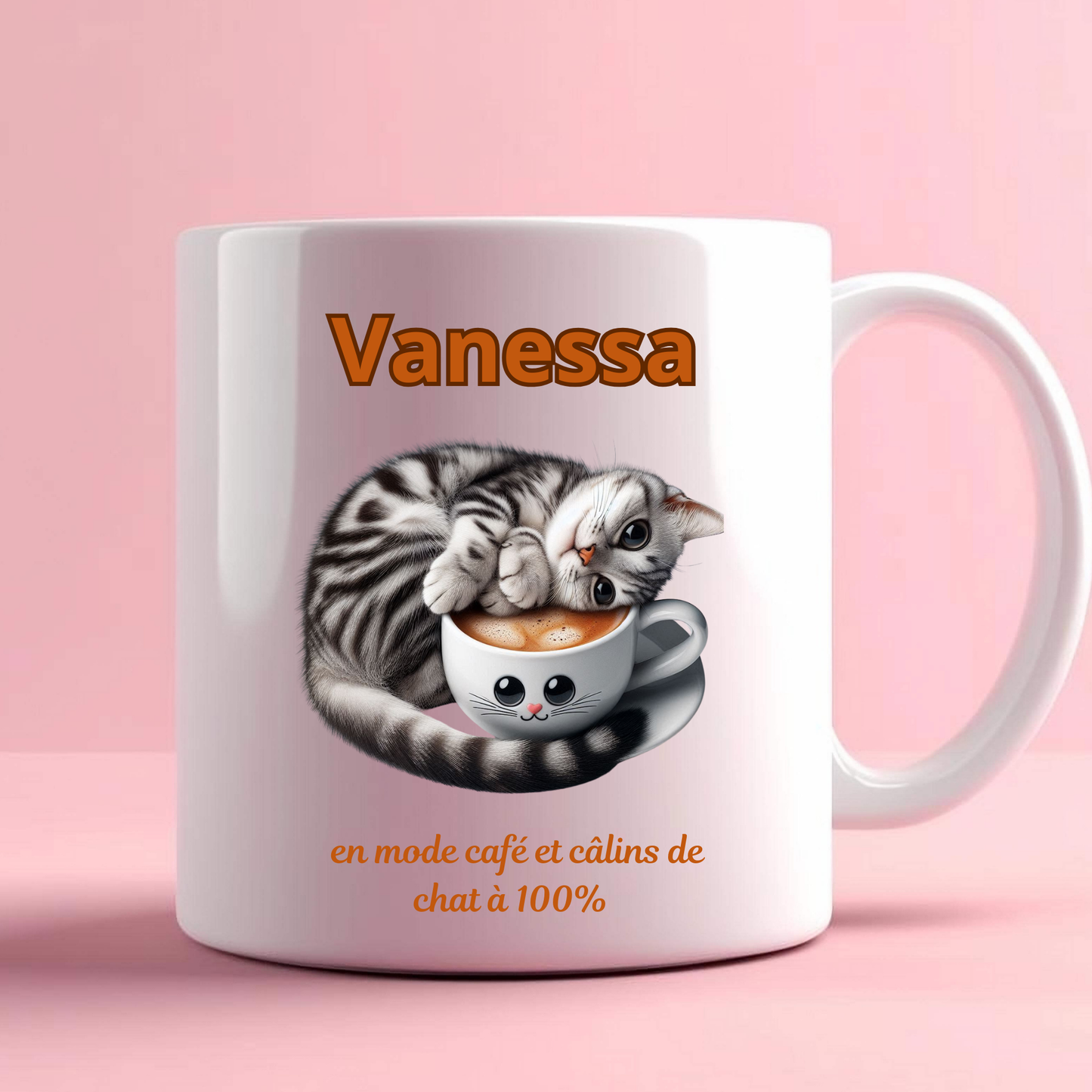 Mug Personnalisé – En mode café et câlins de chat à 100%