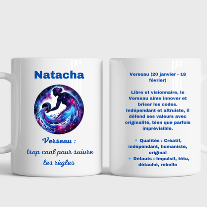 Mug Astrologique - Signe du Verseau -4 Choix de Personnalisation