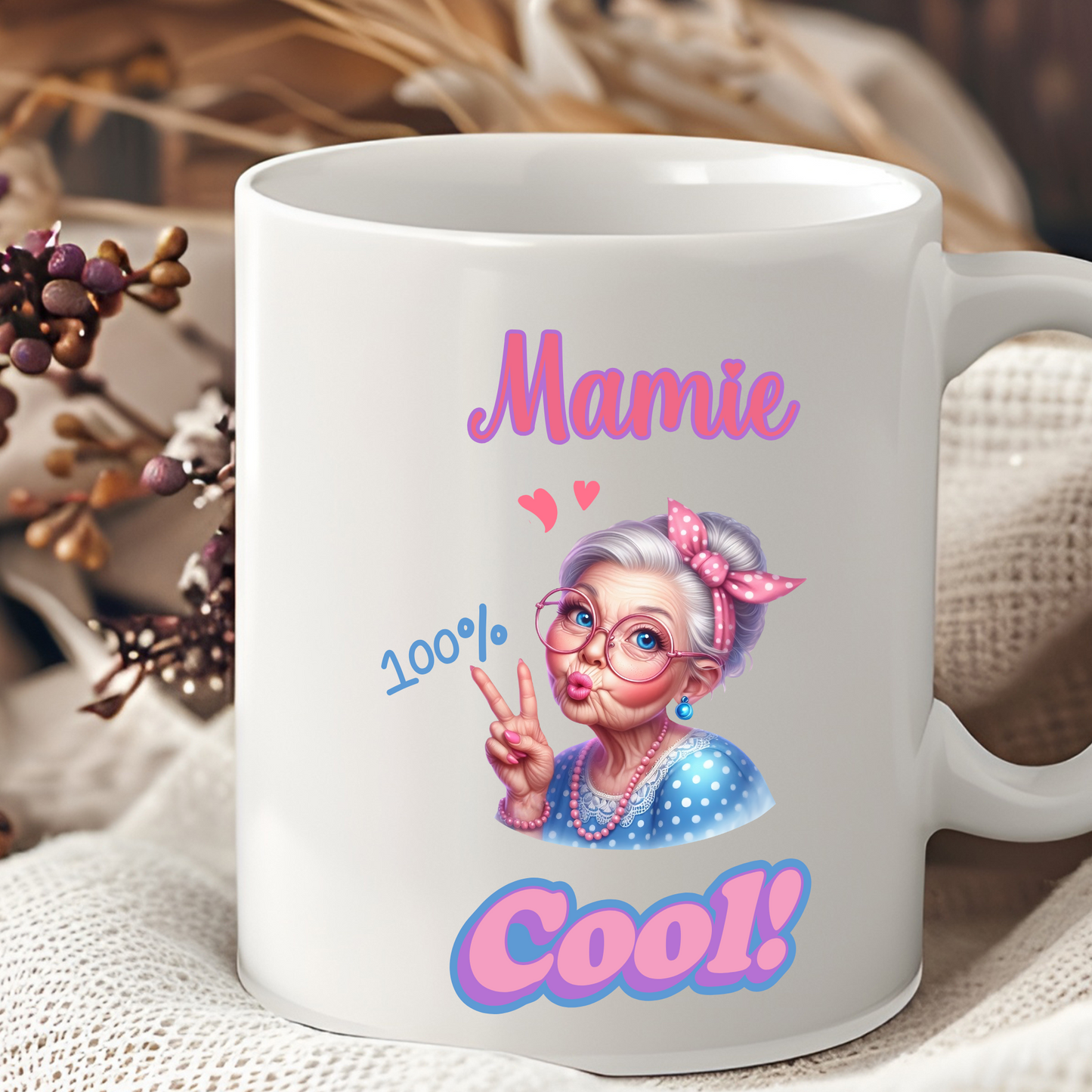 Mug Mamie 100% Cool - Cadeau Fun et Tendance pour Grand-Mère