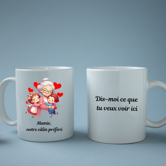 Mug personnalisé Mamie, notre câlin préféré – Cadeau tendre pour grand-mère