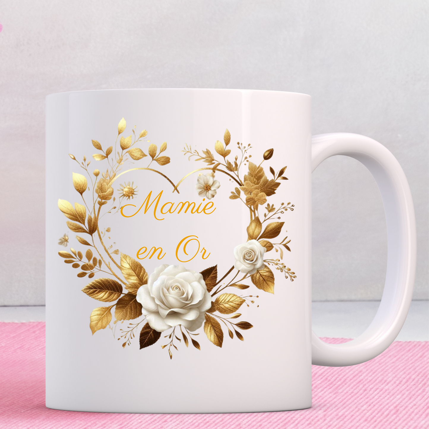 Mug Mamie en Or - Cadeau Idéal pour Grand-Mère