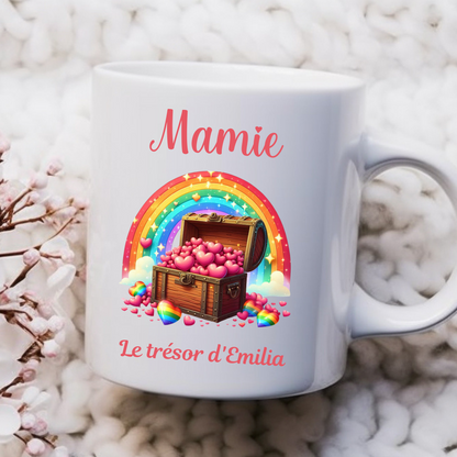 Mug Mamie, le Trésor d'Emilia - Cadeau Personnalisé pour Grand-mère