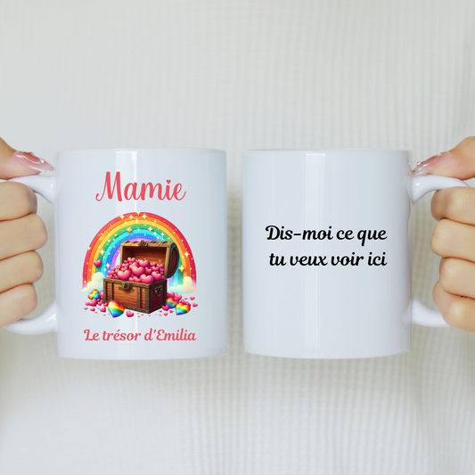 Mug Mamie, le Trésor d'Emilia - Cadeau Personnalisé pour Grand-mère